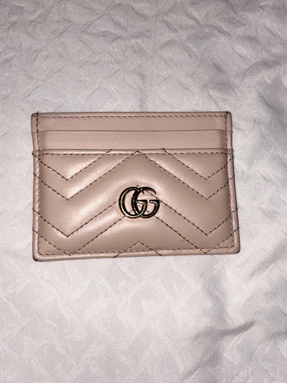 Pink Quilted Gucci Card Holder with Logo